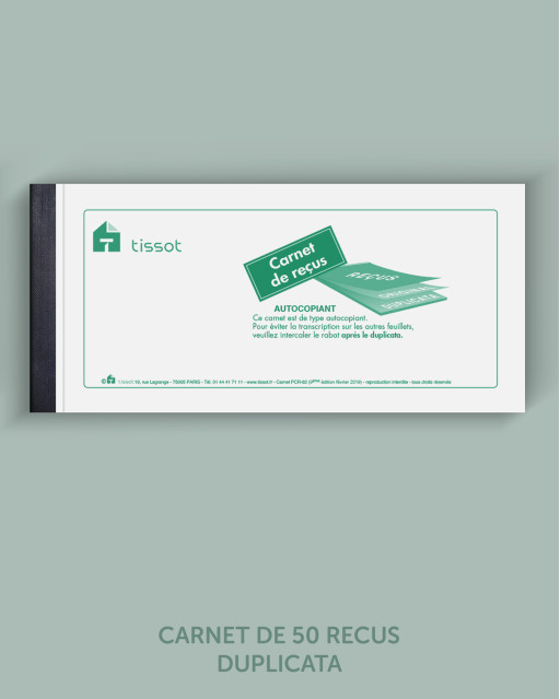 Carnet de 50 reçus