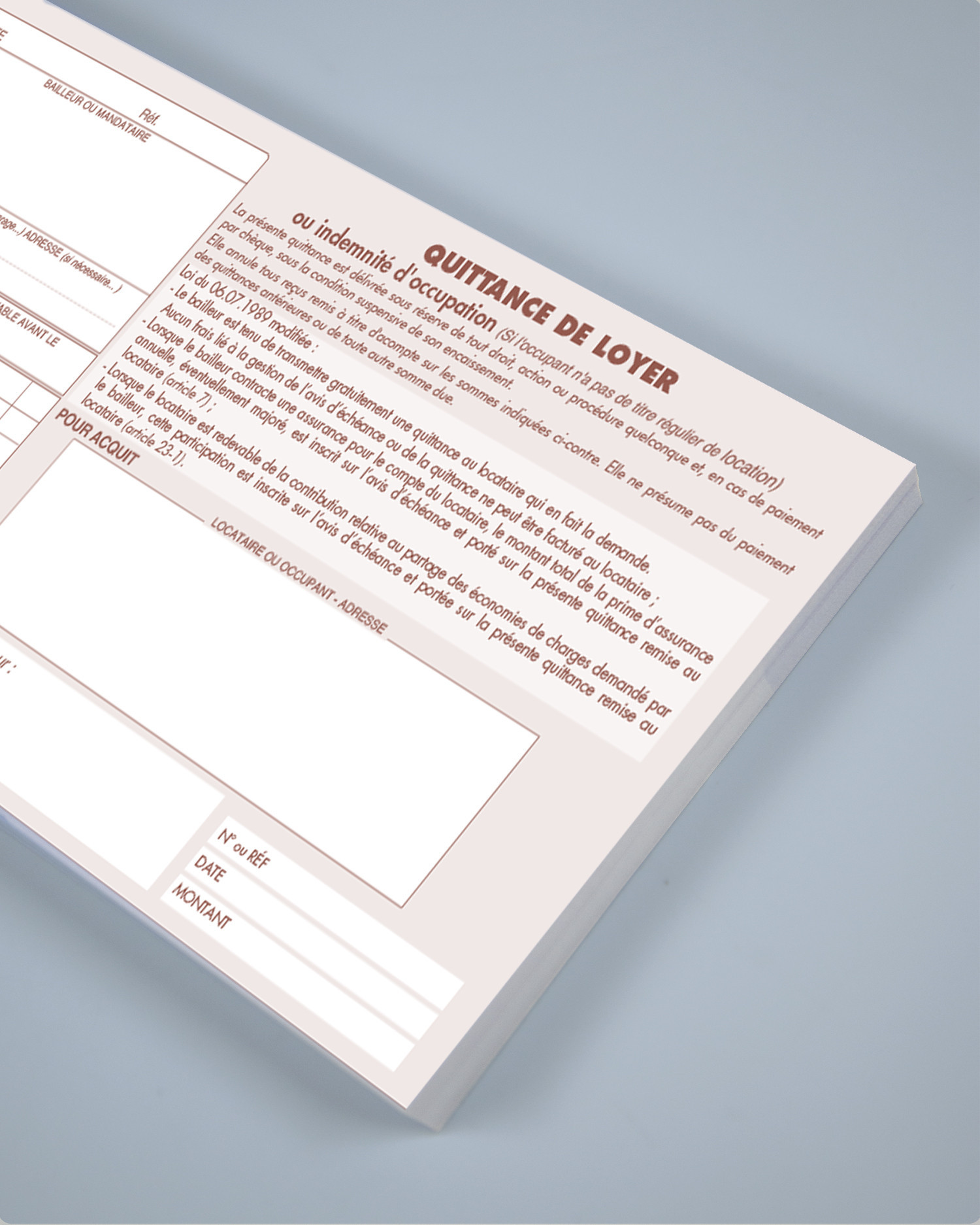 Carnet de quittances 3 en 1 - avis d'échéance, quittance + double