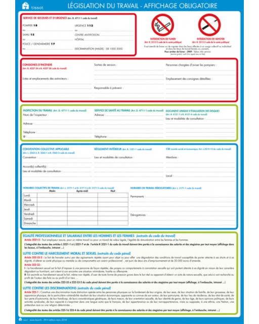 Affiche obligatoire "LÉGISLATION DU TRAVAIL"