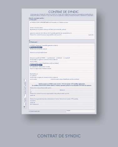 Contrat de syndic - lot de 2