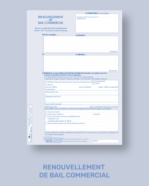 Renouvellement de bail commercial - Lot de 25