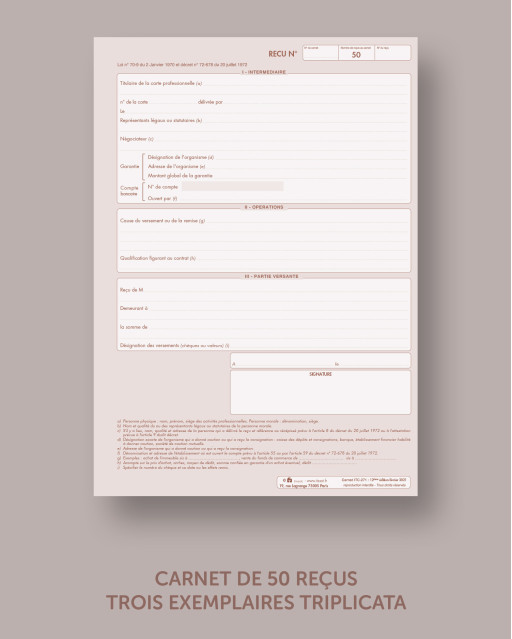 Carnet de reçus loi Hoguet