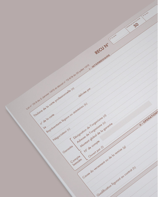 Carnet de reçus loi Hoguet