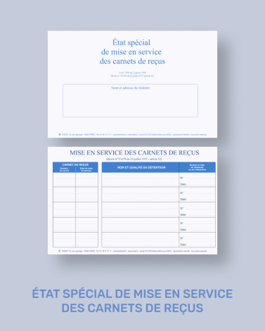 État spécial de mise en service des carnets de reçus