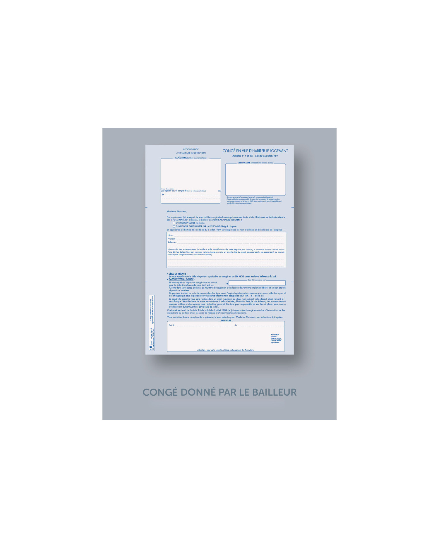 Congé location meublée - Unité