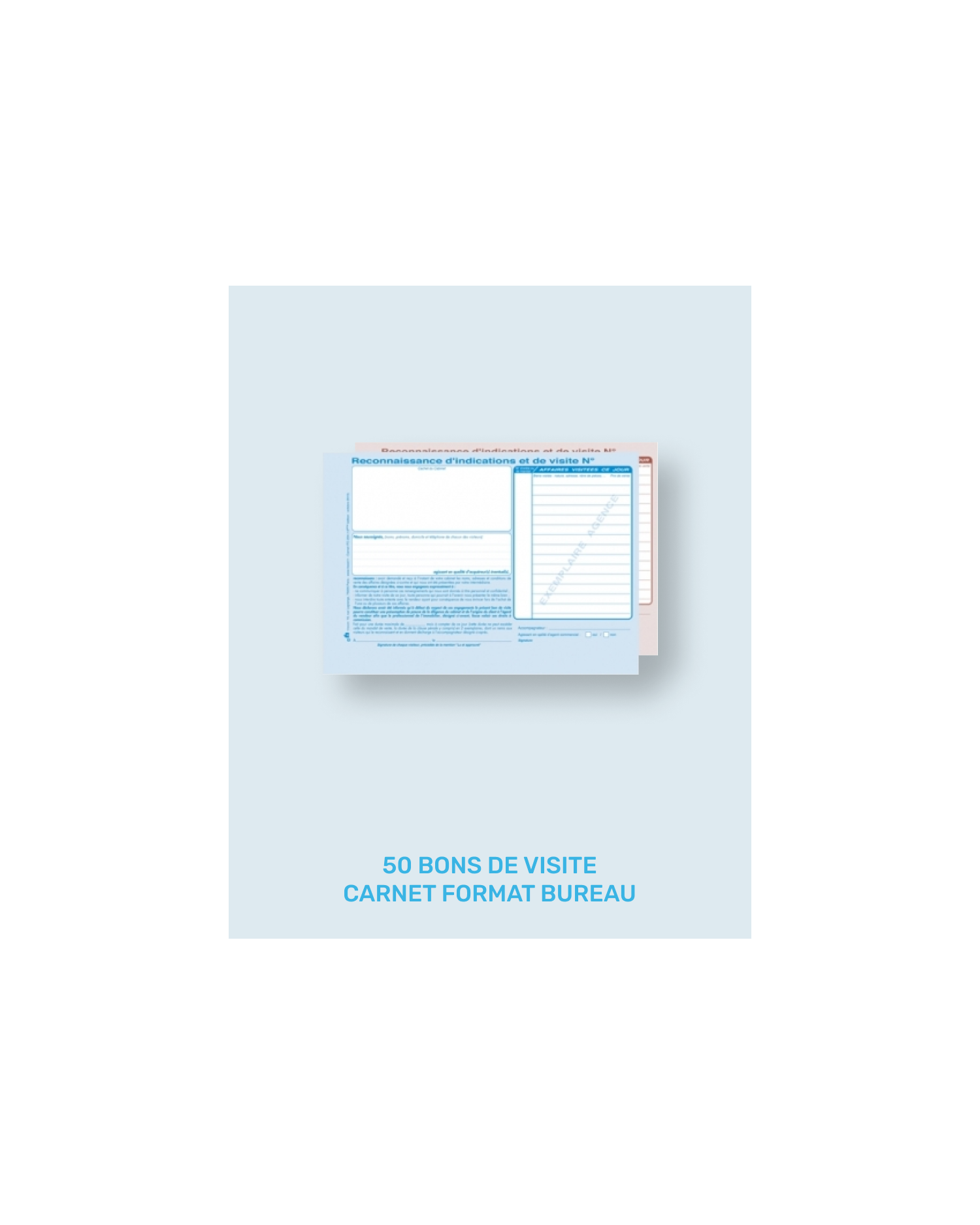 Bon de visite - Carnet 50 bons format bureau