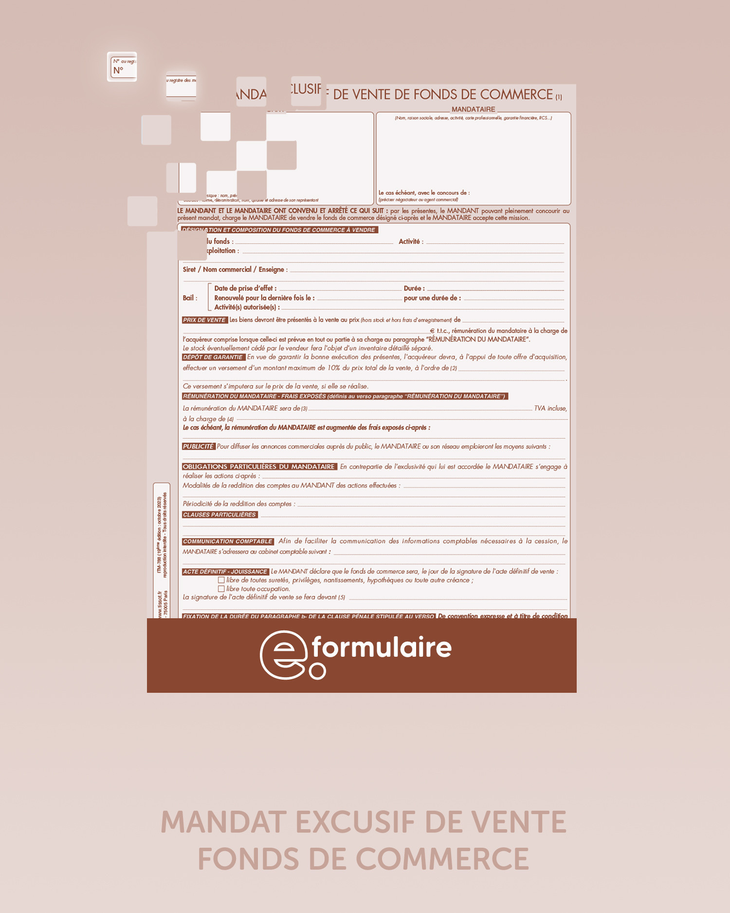 Mandat exclusif de vente de fonds de commerce - En ligne
