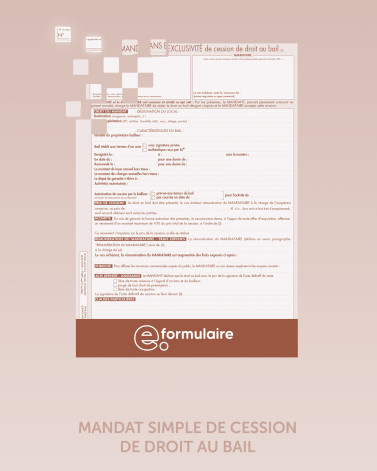 Mandat simple de cession de droit au bail - En ligne
