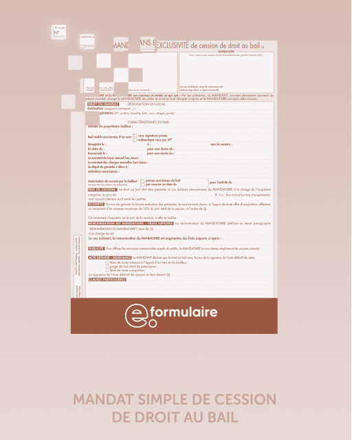 Mandat simple de cession de droit au bail - En ligne