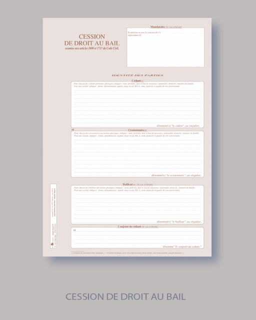 Cession de droit au bail - Lot de 25