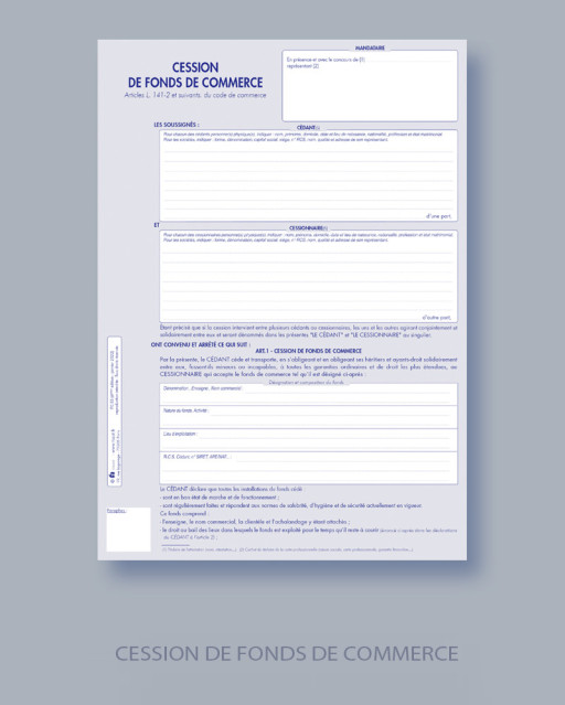 Cession de fonds de commerce -Lot de 25