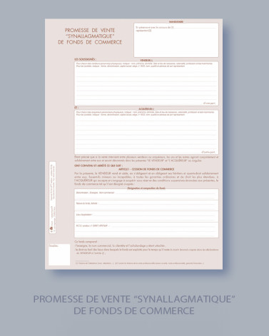 PROMESSE DE VENTE DE FONDS DE COMMERCE - Lot de 25