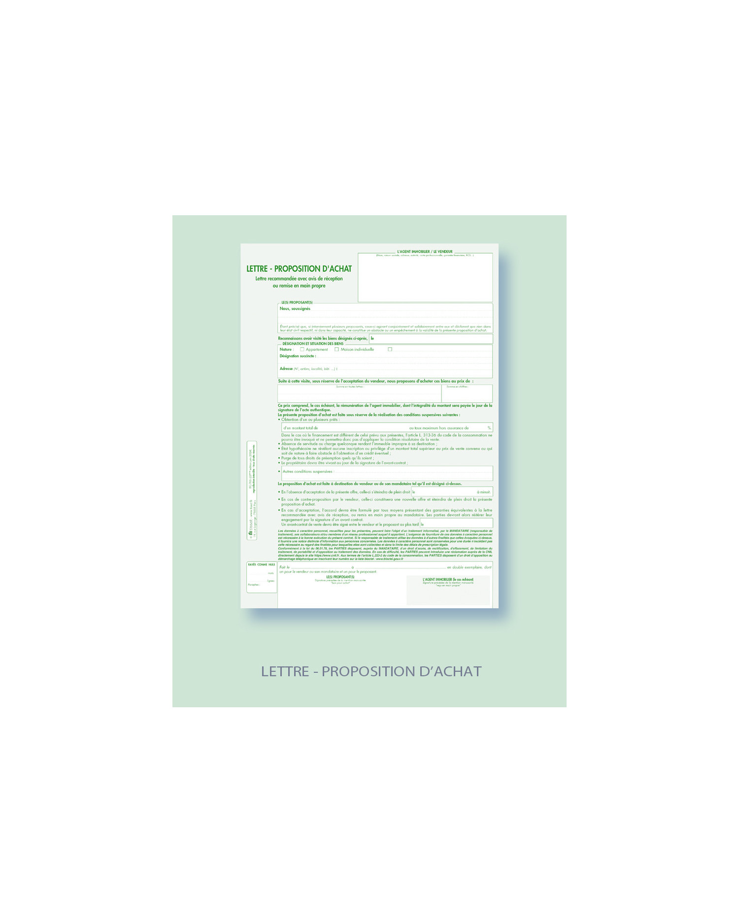 Lettre - proposition d'achat - Lot de 25