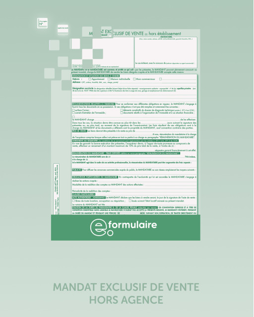 MANDAT EXCLUSIF DE VENTE HORS ÉTABLISSEMENT - En ligne