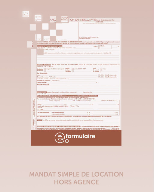 Mandat simple de location hors établissement - En ligne