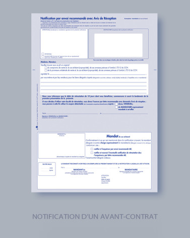 Notification d'un l'avant-contrat - Lot de 25