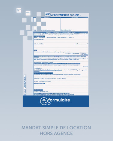 Mandat simple de location hors établissement - Français/Anglais - En ligne