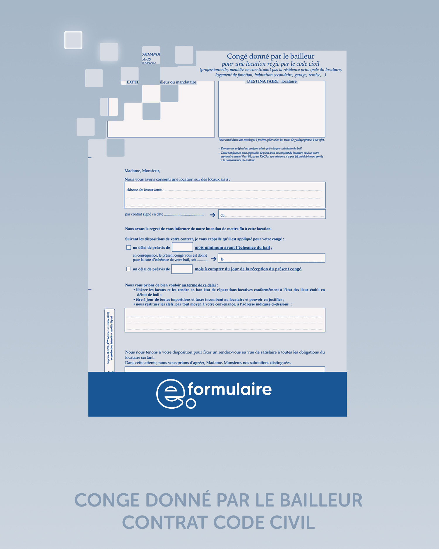Congé donné par le bailleur - contrat code civil - En ligne