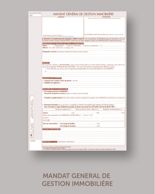 Mandat général de gestion - lot de 25