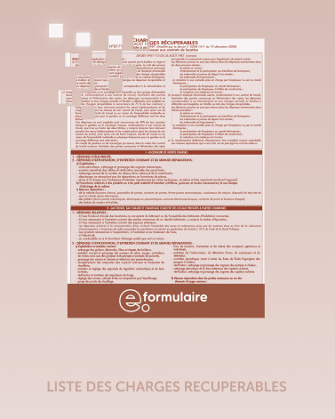 Liste des charges récupérables