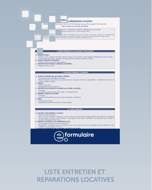 Liste entretien et réparations locatives