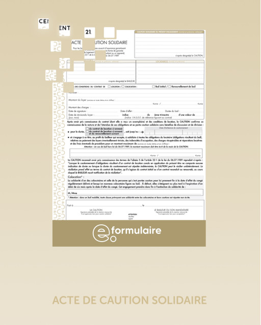 Acte de caution solidaire - En ligne