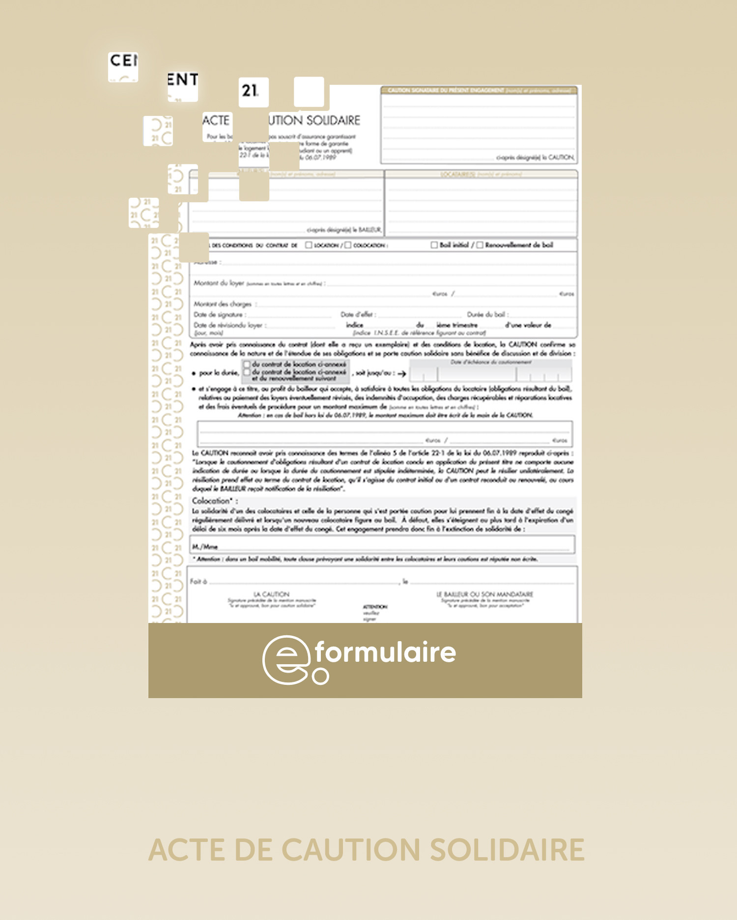 Acte de caution solidaire - En ligne