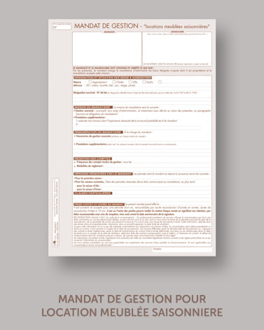 Mandat de gestion location meublée saisonnière - lot de 25