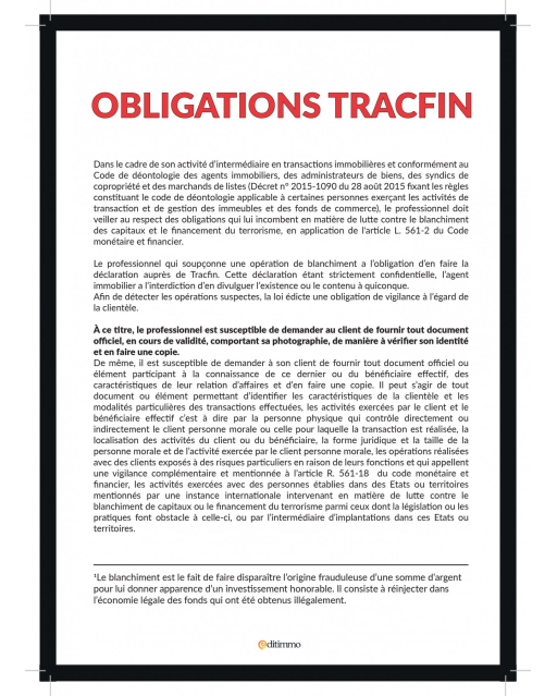 AFFICHAGE OBLIGATOIRE TRACFIN