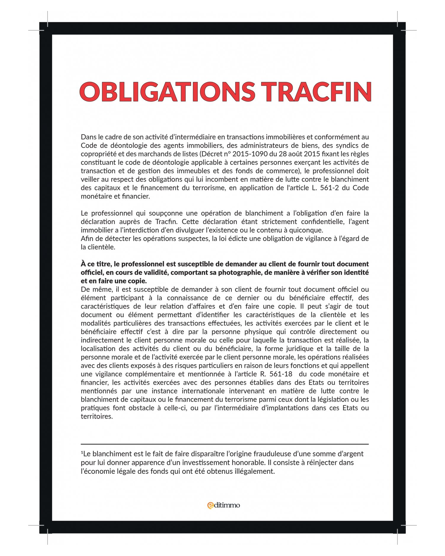 AFFICHAGE OBLIGATOIRE TRACFIN