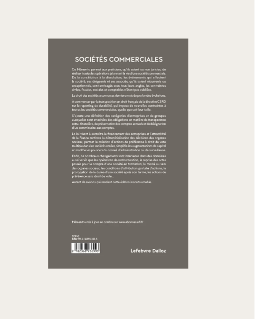 MÉMENTO SOCIÉTÉS COMMERCIALES