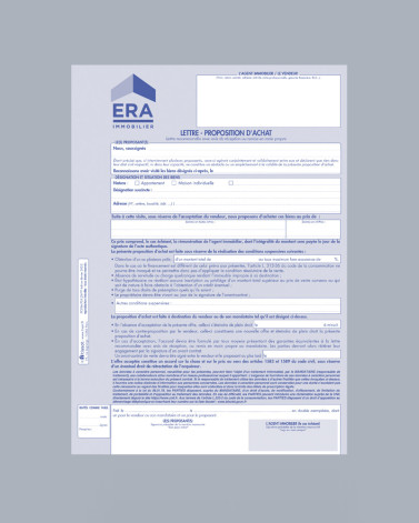 Lettre - proposition d'achat ERA - lot de 25
