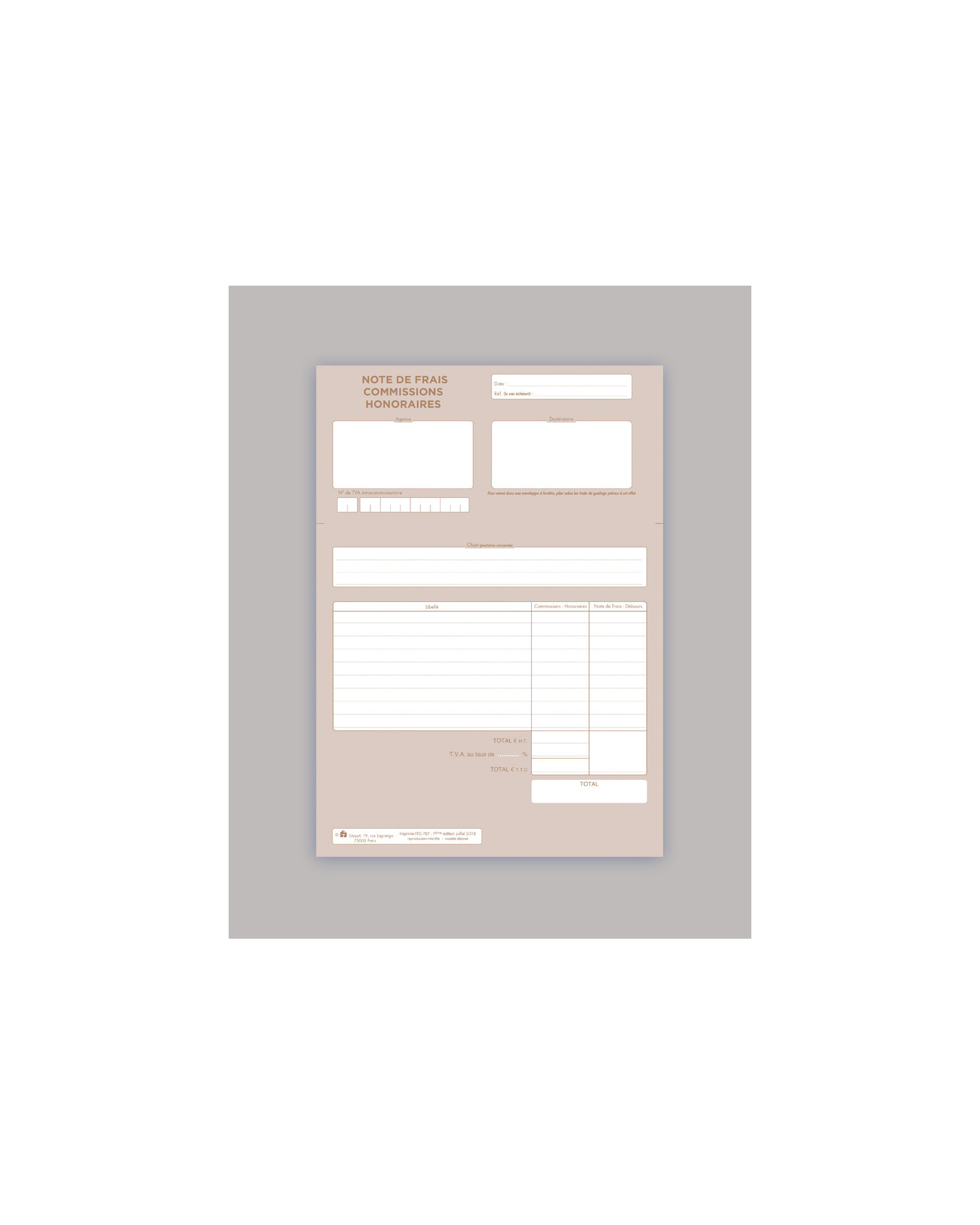 Notes de frais, commission et honoraires