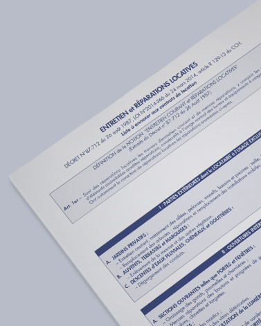 Liste entretien et réparations locatives - lot de 25