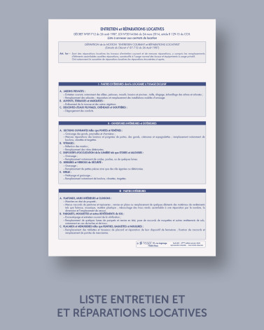 Liste entretien et réparations locatives - lot de 25
