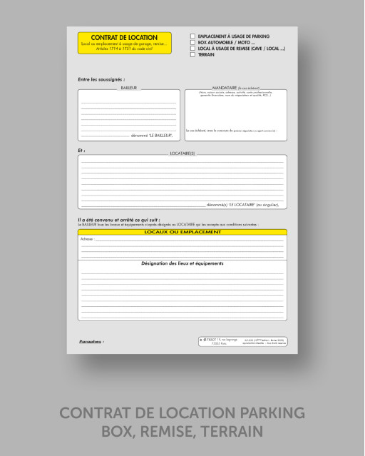 Contrat de location parking - lot de 25