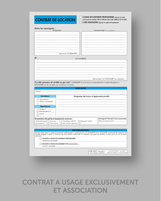 Contrat à usage professionnel / à une association - lot de 25