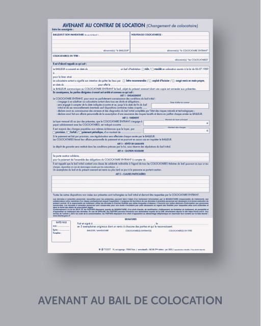 Avenant au bail de colocation - lot de 25