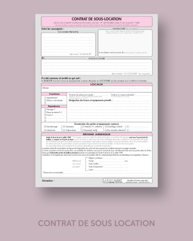 Contrat de sous location - lot de 25