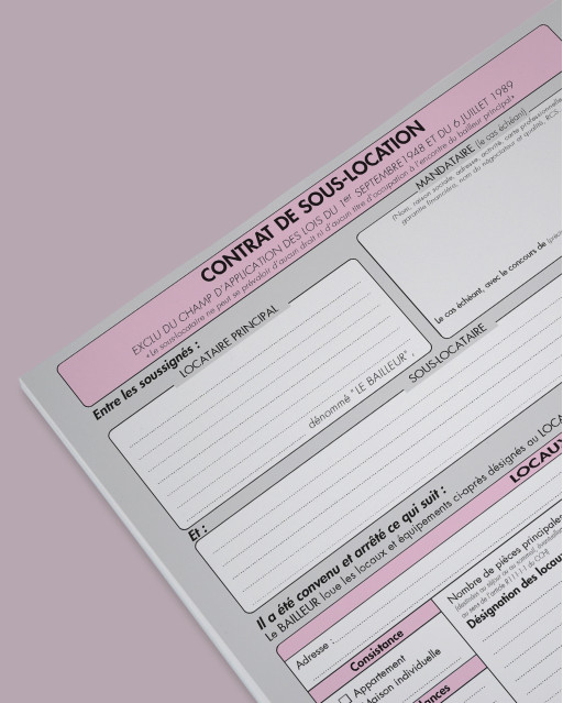 Contrat de sous location - lot de 25