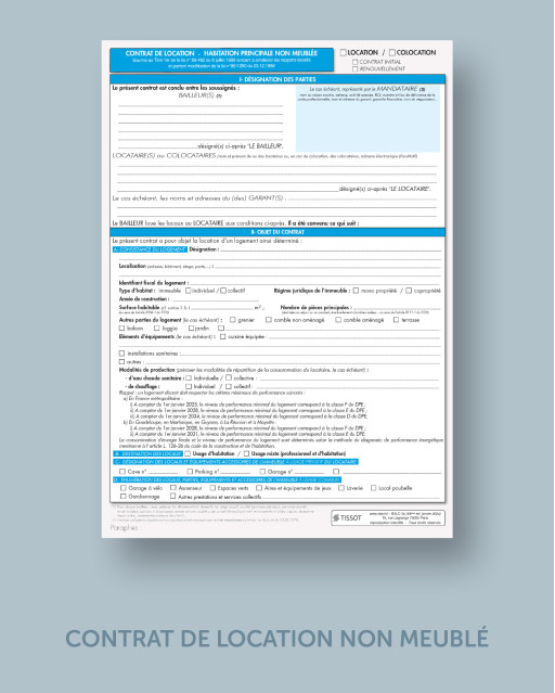 Contrat de location non meublée - lot de 25