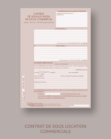 Contrat de sous location commerciale - lot de 25