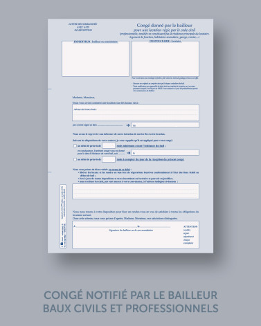 Congé donné par le bailleur - contrat code civil - Unité