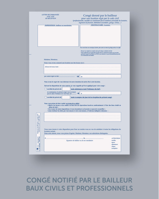 Congé donné par le bailleur - contrat code civil - Unité