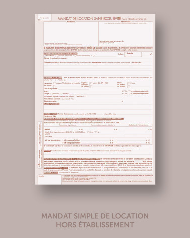 Mandat simple de location hors établissement- lot de 25
