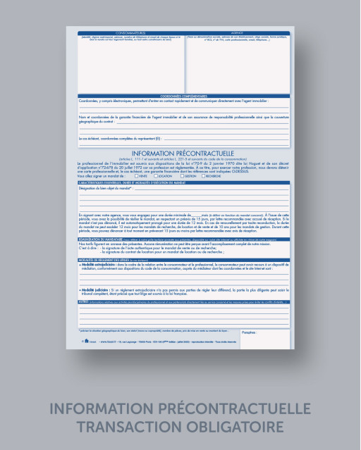 Information précontractuelle  gestion - lot de 25