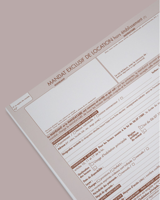 Mandat exclusif de location hors établissement - lot de 25