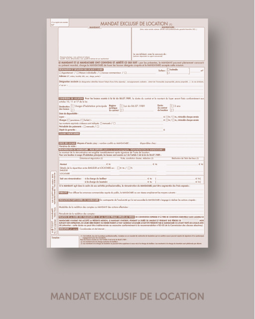 Mandat exclusif de location - lot de 25