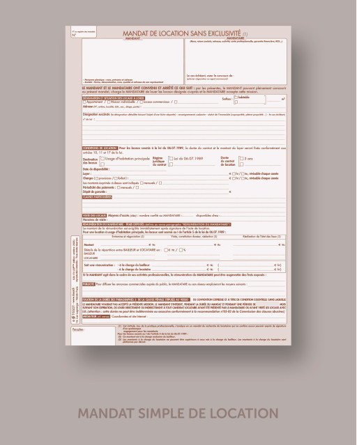 Mandat simple de location - lot de 25