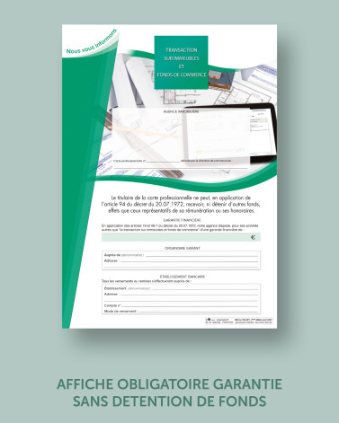 Affiche obligatoire "GARANTIE FINANCIÈRE" transaction